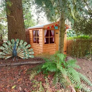 Children's playhouse with a door and front window