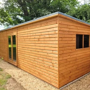 Pent roof garden workshop with a side window